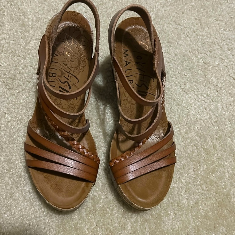 Blowfish Malibu cork wedge straps sandal.